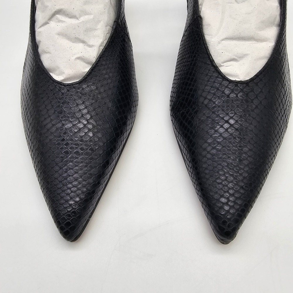 Dolce Vita Alenna Slingback Heels Womens 7.5 Black Embossed Leather Kitten Heel - Picture 3 of 12